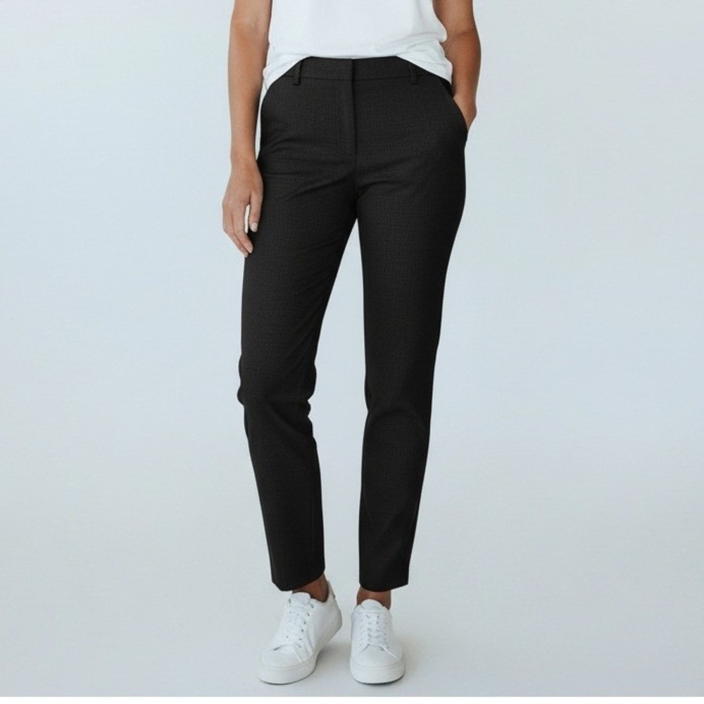 Eileen Fisher Pant Women Med Black Pointe Knit Minimalist Stretch‎ Straight Leg